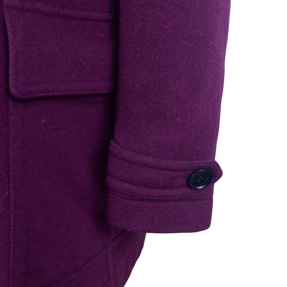 Women’s Magenta Plaid Wool Toggle Coat Hooded Classic Winter Size 8 - Picture 9 of 14